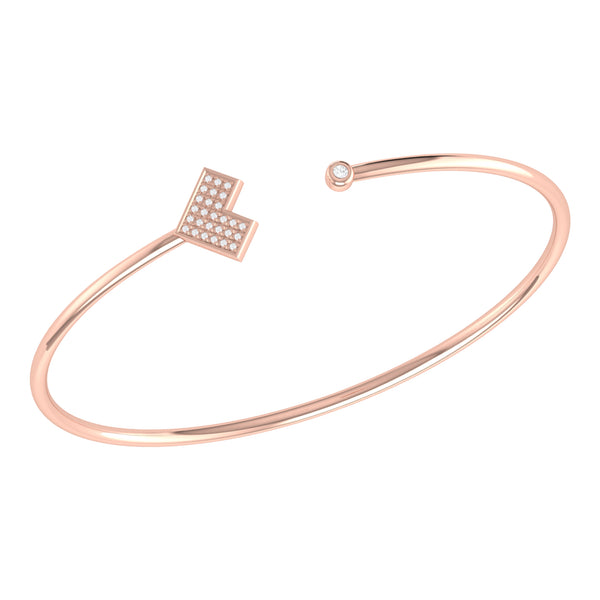 LuvMyJewelry One Way Arrow Adjustable Diamond Cuff in 14K Rose Gold Vermeil on Sterling Silver