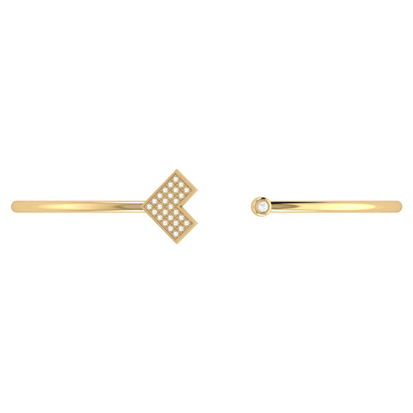 LuvMyJewelry One Way Arrow Adjustable Diamond Cuff In 14K Yellow Gold Vermeil On Sterling Silver