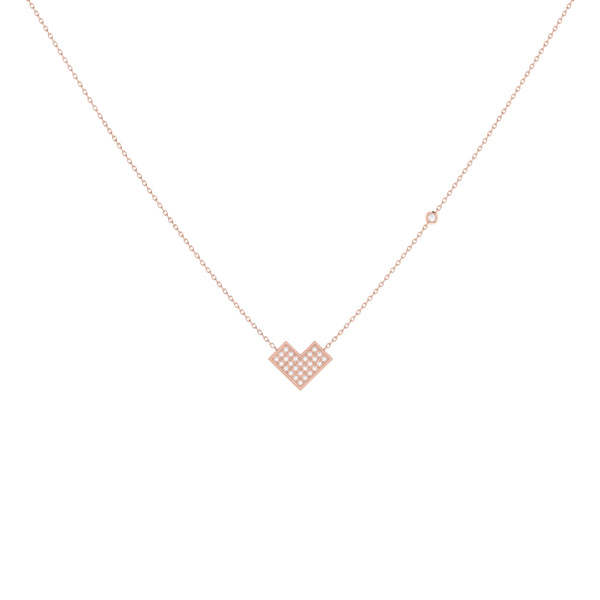 LuvMyJewelry One Way Arrow Diamond Necklace In 14K Rose Gold Vermeil On Sterling Silver