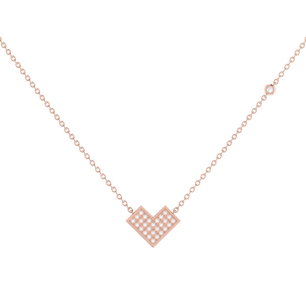 LuvMyJewelry One Way Arrow Diamond Necklace in 14K Rose Gold Vermeil on Sterling Silver