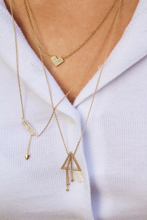 LuvMyJewelry One Way Arrow Diamond Necklace In 14K Yellow Gold Vermeil On Sterling Silver