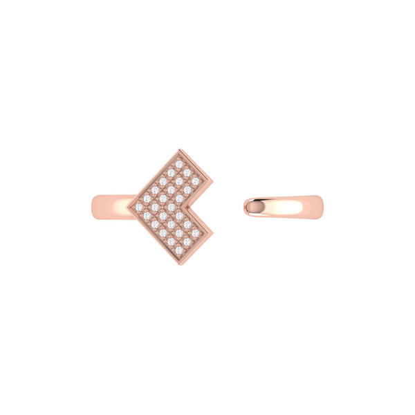 LuvMyJewelry One Way Arrow Diamond Open Ring In 14K Rose Gold Vermeil On Sterling Silver