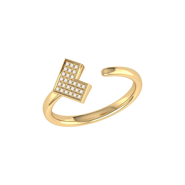 LuvMyJewelry One Way Arrow Diamond Open Ring in 14K Yellow Gold Vermeil on Sterling Silver