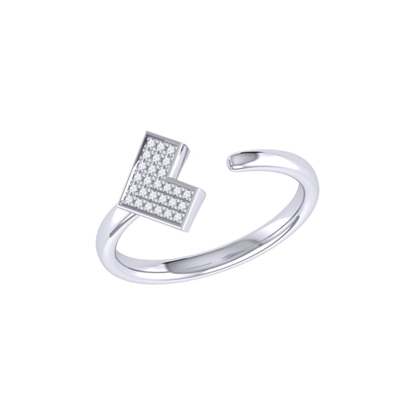 LuvMyJewelry One Way Arrow Diamond Open Ring in Sterling Silver