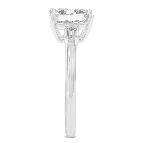 LuvMyJewelry Ophelia 14K White Gold Emerald Cut & Baguette Lab Grown Diamond Three Stone Engagement Ring - 1.7 Ctw