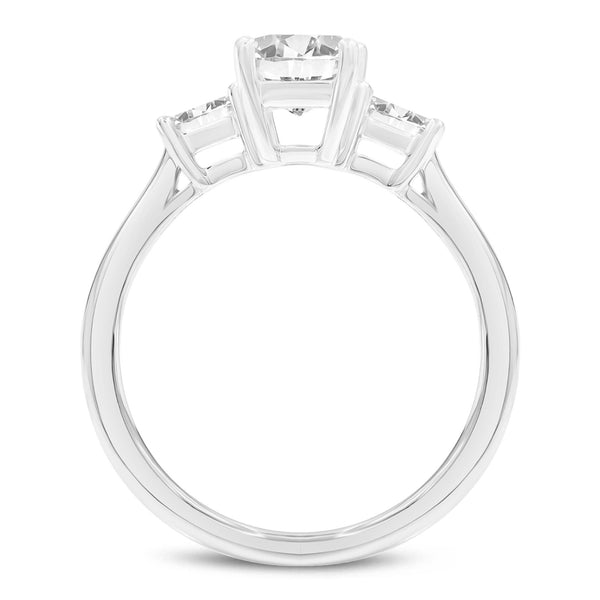 LuvMyJewelry Ophelia 14K White Gold Emerald Cut & Baguette Lab Grown Diamond Three Stone Engagement Ring - 1.7 Ctw