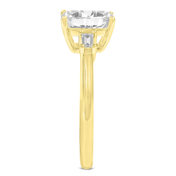LuvMyJewelry Ophelia 14K Yellow Gold Emerald Cut & Baguette Lab Grown Diamond Three Stone Engagement Ring - 1.7 Ctw