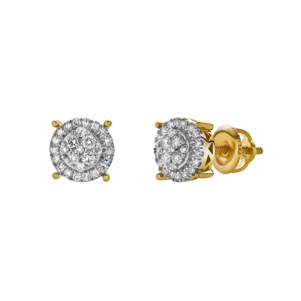 LuvMyJewelry Oralith 10K Yellow Gold Cluster Diamond Unisex Earrings - 0.24 Cts