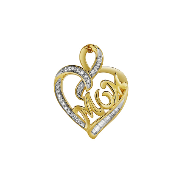 LuvMyJewelry Orchard Mom Heart Diamond Pendant In 10K Yellow Gold