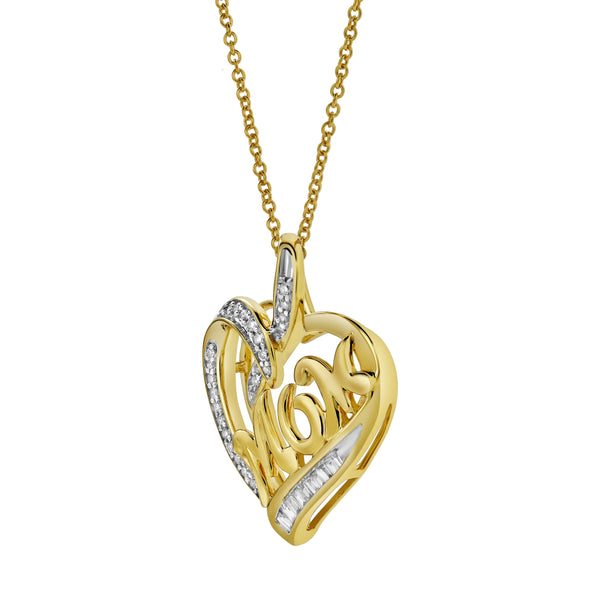 LuvMyJewelry Orchard Mom Heart Diamond Pendant in 10K Yellow Gold