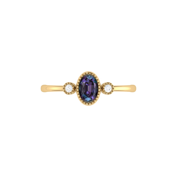 LuvMyJewelry Oval Cut Alexandrite & Diamond Birthstone Ring In 14K Yellow Gold