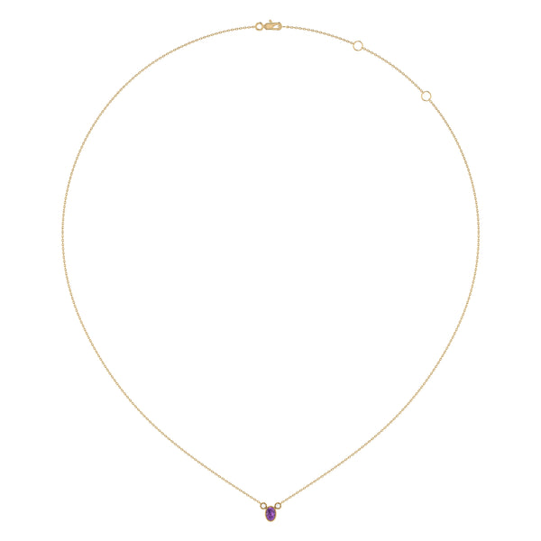 LuvMyJewelry Oval Cut Amethyst & Diamond Birthstone Necklace In 14K Yellow Gold