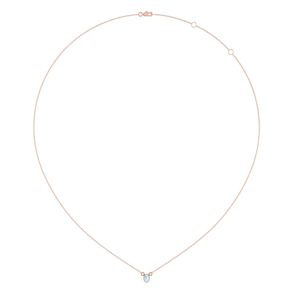 LuvMyJewelry Oval Cut Aquamarine & Diamond Birthstone Necklace In 14K Rose Gold