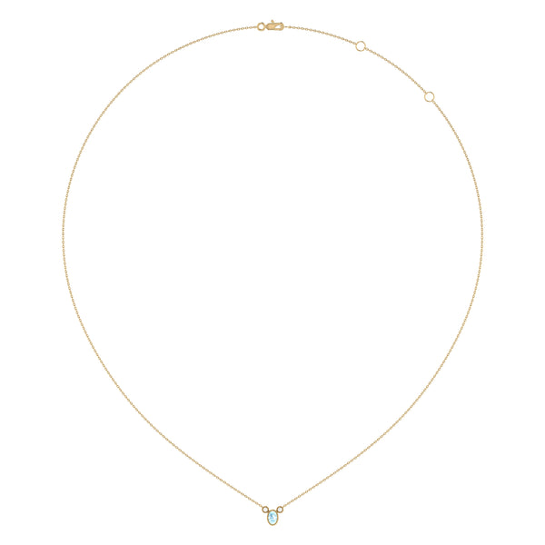 LuvMyJewelry Oval Cut Aquamarine & Diamond Birthstone Necklace In 14K Yellow Gold