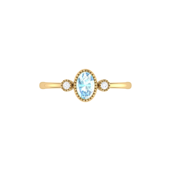 LuvMyJewelry Oval Cut Aquamarine & Diamond Birthstone Ring In 14K Yellow Gold