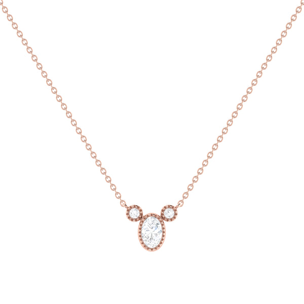 LuvMyJewelry Oval Cut Diamond Birthstone Necklace In 14K Rose Gold