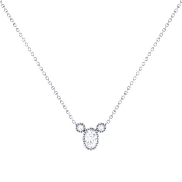 LuvMyJewelry Oval Cut Diamond Birthstone Necklace In 14K White Gold