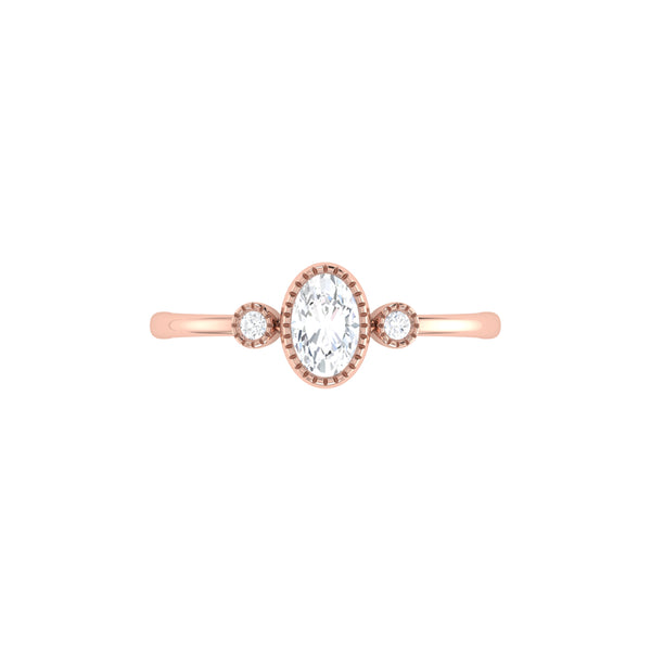LuvMyJewelry Oval Cut Diamond Birthstone Ring In 14K Rose Gold