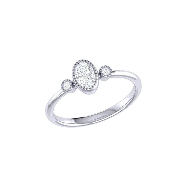 LuvMyJewelry Oval Cut Diamond Birthstone Ring In 14K White Gold