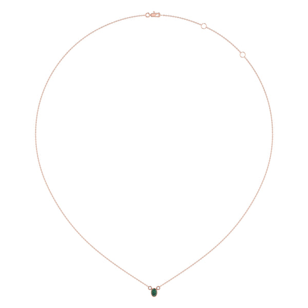 LuvMyJewelry Oval Cut Emerald & Diamond Birthstone Necklace In 14K Rose Gold