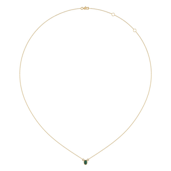 LuvMyJewelry Oval Cut Emerald & Diamond Birthstone Necklace In 14K Yellow Gold