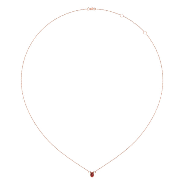 LuvMyJewelry Oval Cut Garnet & Diamond Birthstone Necklace In 14K Rose Gold