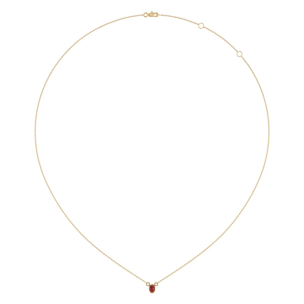 LuvMyJewelry Oval Cut Garnet & Diamond Birthstone Necklace In 14K Yellow Gold