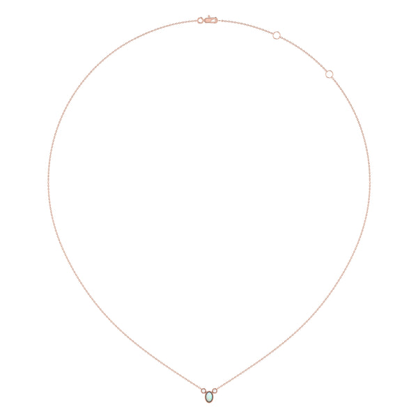 LuvMyJewelry Oval Cut Opal & Diamond Birthstone Necklace In 14K Rose Gold