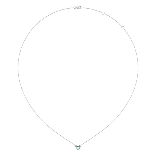 LuvMyJewelry Oval Cut Opal & Diamond Birthstone Necklace In 14K White Gold