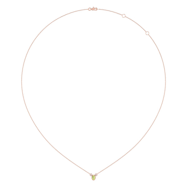 LuvMyJewelry Oval Cut Peridot & Diamond Birthstone Necklace In 14K Rose Gold