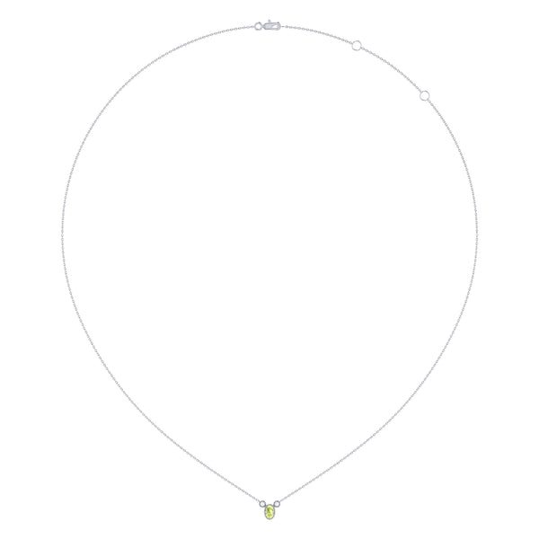 LuvMyJewelry Oval Cut Peridot & Diamond Birthstone Necklace In 14K White Gold