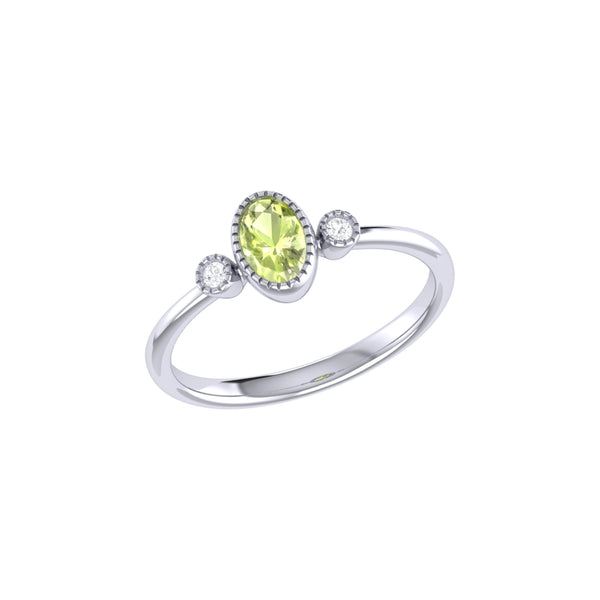 LuvMyJewelry Oval Cut Peridot & Diamond Birthstone Ring In 14K White Gold