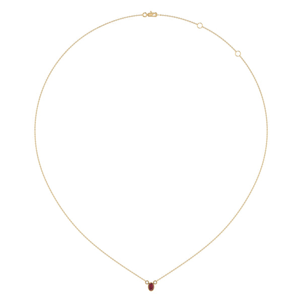 LuvMyJewelry Oval Cut Ruby & Diamond Birthstone Necklace In 14K Yellow Gold