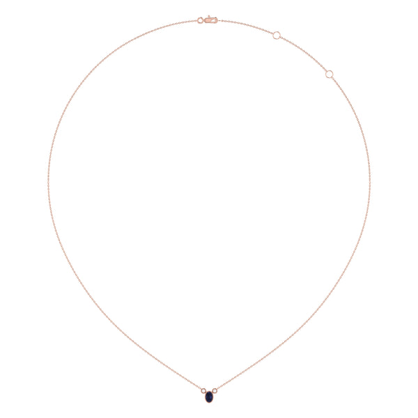 LuvMyJewelry Oval Cut Sapphire & Diamond Birthstone Necklace In 14K Rose Gold