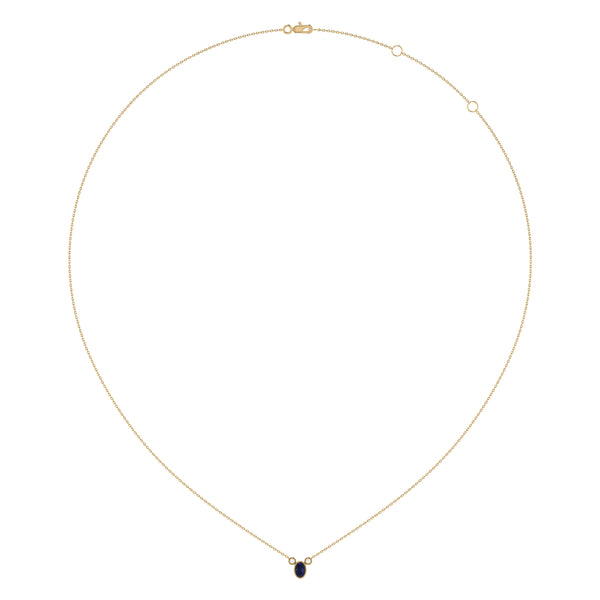 LuvMyJewelry Oval Cut Sapphire & Diamond Birthstone Necklace In 14K Yellow Gold