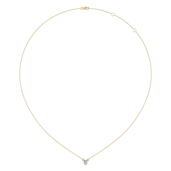 LuvMyJewelry Oval Cut Tanzanite & Diamond Birthstone Necklace In 14K Yellow Gold