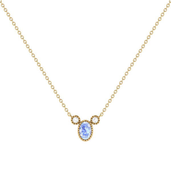 LuvMyJewelry Oval Cut Tanzanite & Diamond Birthstone Necklace In 14K Yellow Gold