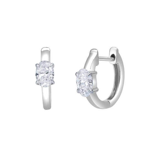 LuvMyJewelry Oval Obsession 14K White Gold Lab Grown Diamond Huggies - 0.50 Ct