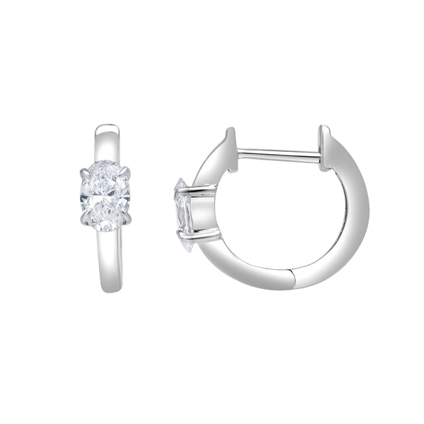 LuvMyJewelry Oval Obsession 14K White Gold Lab Grown Diamond Huggies - 1.00 ct