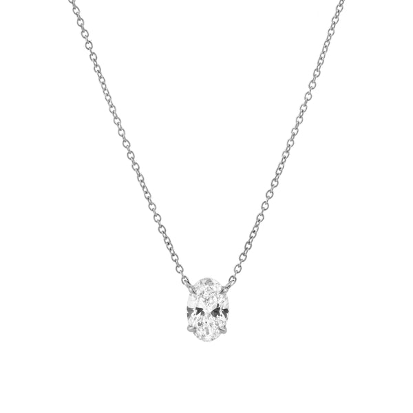 LuvMyJewelry Oval Obsession 14K White Gold Lab Grown Diamond Necklace - 1.50 ct