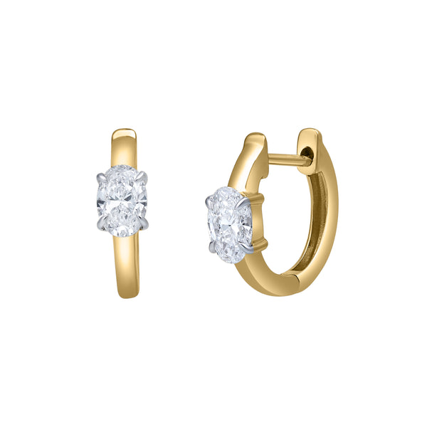 LuvMyJewelry Oval Obsession 14K Yellow Gold Lab Grown Diamond Huggies - 0.50 Ct