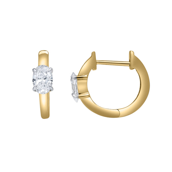LuvMyJewelry Oval Obsession 14K Yellow Gold Lab Grown Diamond Huggies - 1.00 ct