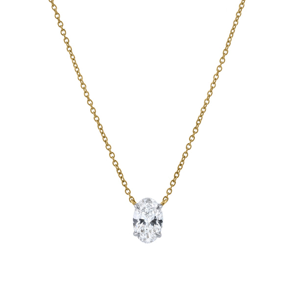 LuvMyJewelry Oval Obsession 14K Yellow Gold Lab Grown Diamond Necklace - 1.50 ct
