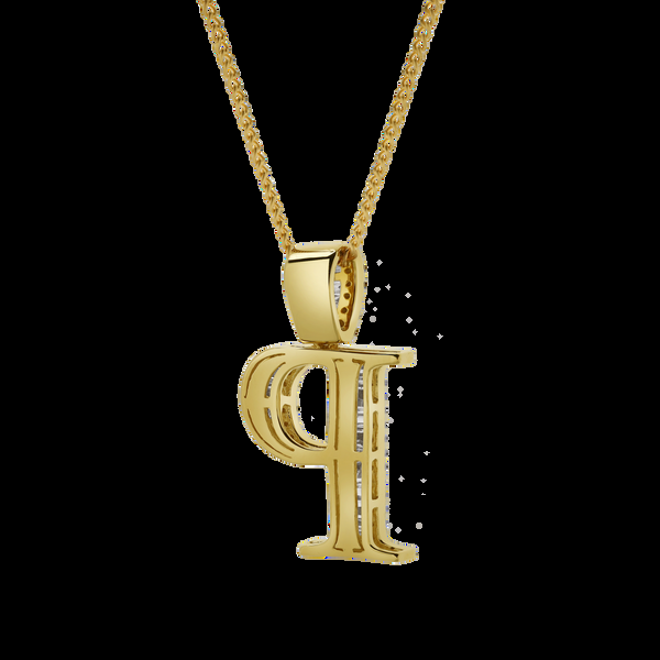 LuvMyJewelry P Initial Diamond Pendant 10K Yellow Gold - 0.77 Carats