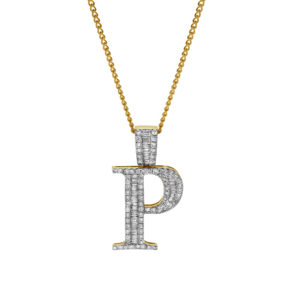 LuvMyJewelry P Initial Diamond Pendant 10K Yellow Gold - 0.77 Carats