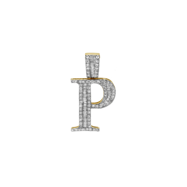 LuvMyJewelry P Initial Diamond Pendant 10K Yellow Gold - 0.77 Carats