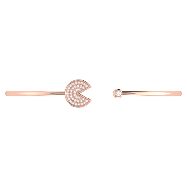 LuvMyJewelry Pac-Man Candy Adjustable Diamond Cuff In 14K Rose Gold Vermeil On Sterling Silver