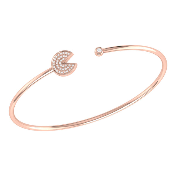 LuvMyJewelry Pac-Man Candy Adjustable Diamond Cuff in 14K Rose Gold Vermeil on Sterling Silver
