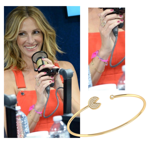 LuvMyJewelry Pac-Man Candy Adjustable Diamond Cuff In 14K Yellow Gold Vermeil On Sterling Silver