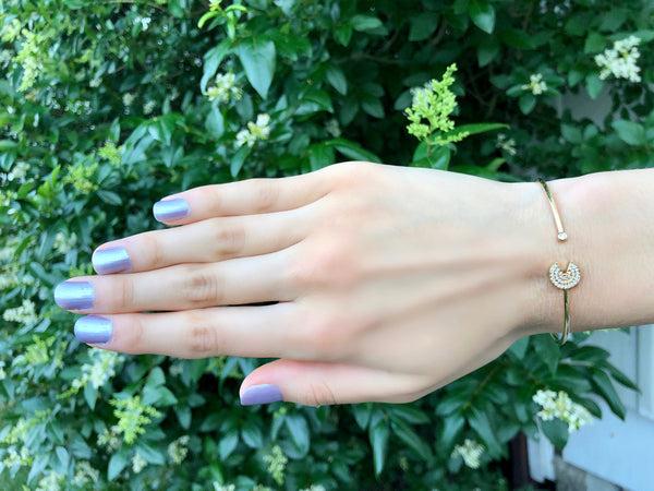 LuvMyJewelry Pac-Man Candy Adjustable Diamond Cuff In 14K Yellow Gold Vermeil On Sterling Silver